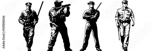 Police Officer Vector – Security Guard Silhouette Illustration