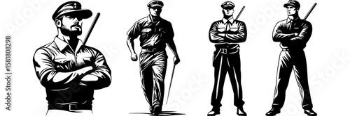 Police Officer Vector – Security Guard Silhouette Illustration