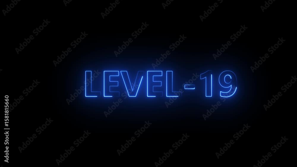 Glowing level-32 text with glitch effects animation. game concept next level icon isolated .Black background. Glowing level-32 text with glitch effects animation. game concept next level icon isolated .Black background.