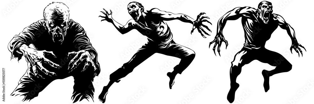 custom made wallpaper toronto digitalZombie Skull Vector Set – Scary Monster Head Illustrations