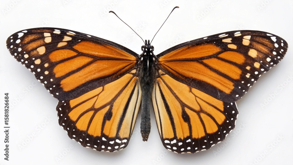 Fototapeta premium A beautiful black swallowtail butterfly with delicate wings rests on a vibrant green leaf, captured in a stunning close-up of nature's summer beauty