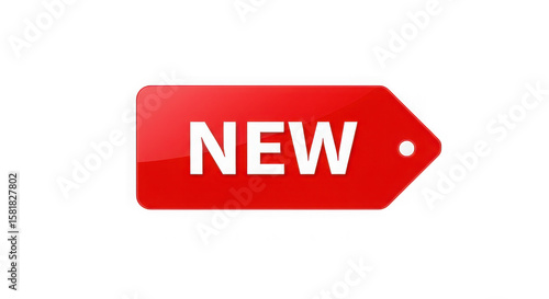 A red tag with the word new on it isolated on transparent background
