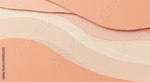 Abstract Peach and Cream Paper Texture with Layered Wavy Design for Backgrounds and Artistic Projects