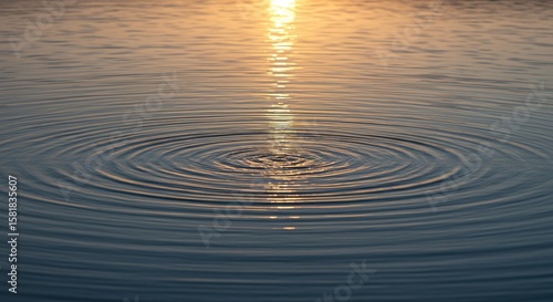 Calm Water Surface with Gentle Ripples and Warm Sunset Reflection