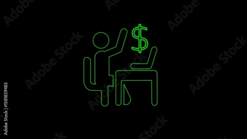 Freelancer earning income icon with a dollar sign illustrating online money success