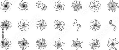 Clean Abstract Swirls and Rotating Shapes Icon Set for Motion Graphics and Digital Artwork