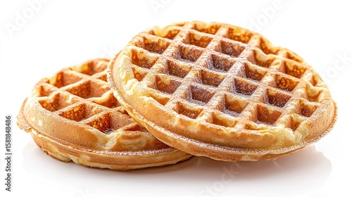 Fresh Belgian Waffles on White Background, Sweet Treat
