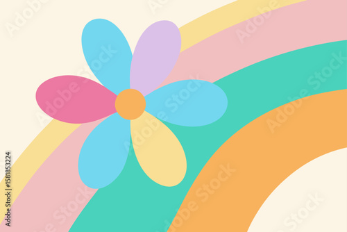 Decorative floral motif with a large stylized flower and swirling green leaves isolated on white background isolated on transparent background