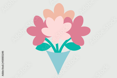 Decorative floral motif with a large stylized flower and swirling green leaves isolated on white background isolated on transparent background