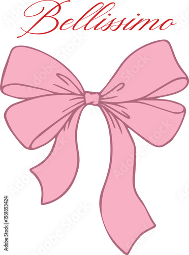 Bows bow mon cherie French romantic ribbon girly  Script Slogan Graphic Tee t-shirt logo artwork typography tote badge emblem crest Fashion trendy  summer clothing slogan design pink