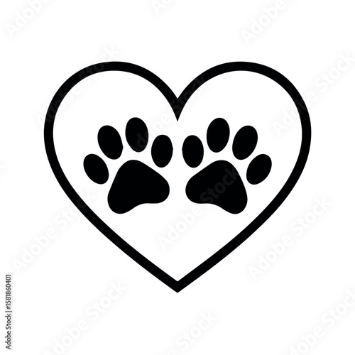 Heart shaped dog paw print vector graphic for pet lovers animal rescue and adoption projects design vector