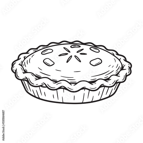 Hand Drawn Pie With Fluted Crust And Star Vent pastry dessert