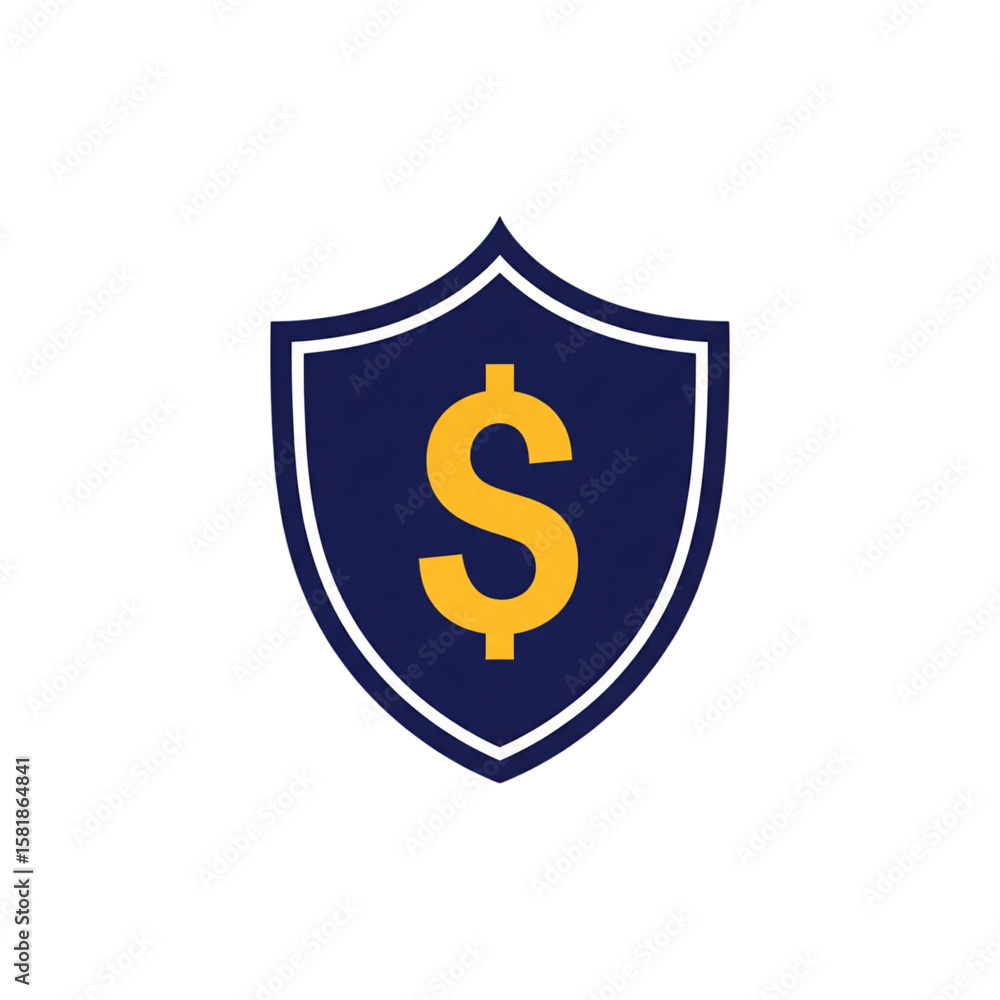 Shield Dollar Sign Logo Vector. Financial Security Emblem Icon Shield Dollar Sign Logo Vector. Financial Security Emblem Icon