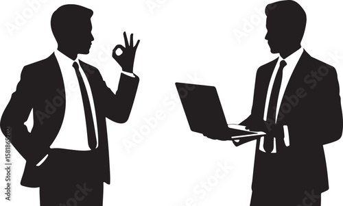 Businessmen Silhouettes in Discussion on a Checkered Surface