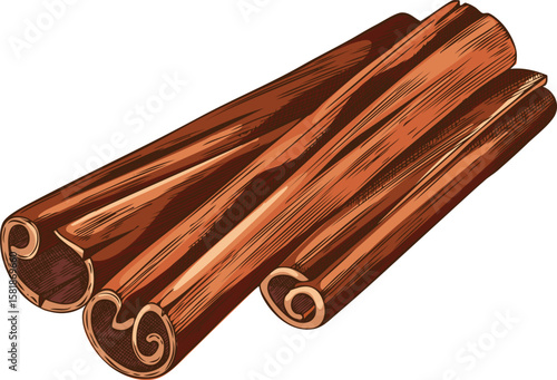 Cinnamon rolled sticks pile sketch vector icon, hand drawn aromatic spice, dry flavor condiment, mulled wine ingredient