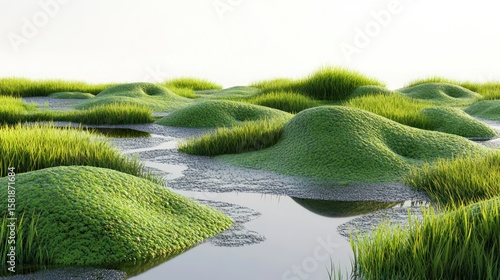Lush green marsh landscape