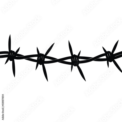 Barbed Wire Silhouette Vector – Sharp Fence Border Clipart for Security and Warning Designs