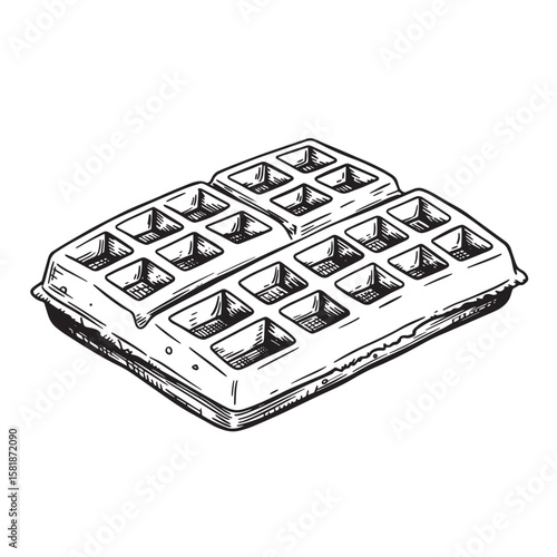 Vintage Art waffle drawing food breakfast
