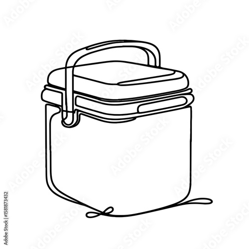 Travel cooler box in continuous line style symbolizing picnic and outdoor adventure