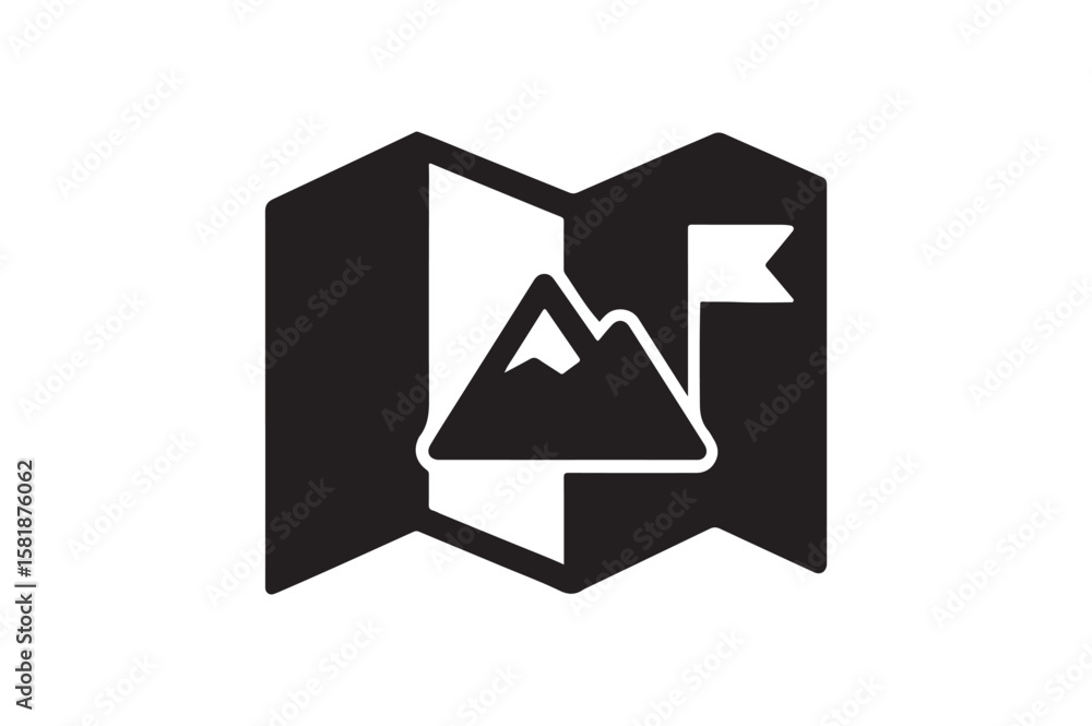 Obraz premium Mountain Map icon silhouette vector with white background