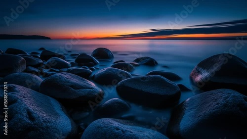 Smooth Stones at Dusk on Lake Superior