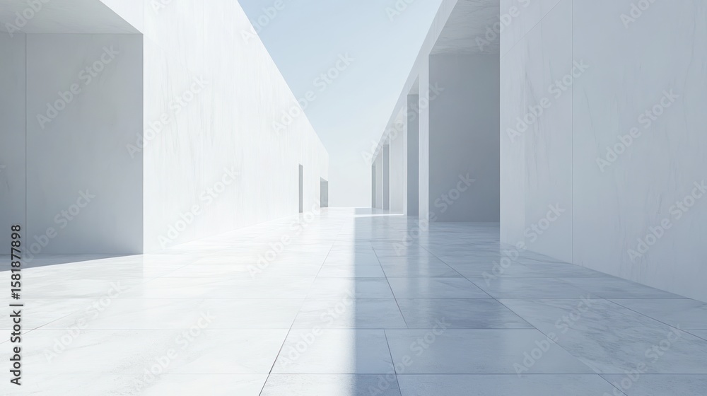 Obraz premium Empty white marble hallway