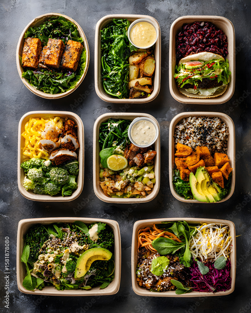 Colorful and Healthy Meal Prep in Eco-Friendly Containers Colorful and Healthy Meal Prep in Eco-Friendly Containers
