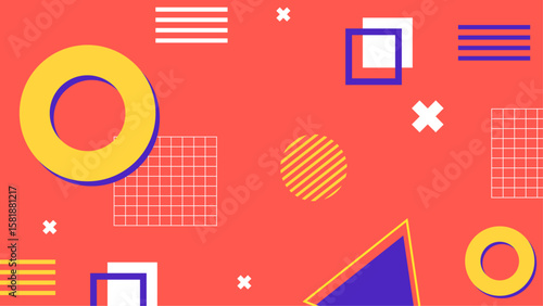 Abstract coral background with colorful geometric shapes. Suitable for websites, presentations, and graphic design projects needing a vibrant and modern touch.