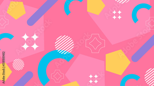 Pink geometric shapes on a vibrant background ideal for modern designs, flyers, social media posts, banners, and stationery.