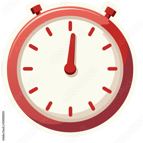 Red and Cream Stopwatch Depicting Time and Measurement.