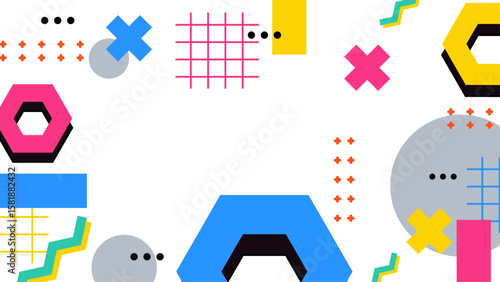 Colorful abstract geometric shapes suitable for backgrounds, banners, and designs needing a modern and vibrant touch of creativity.