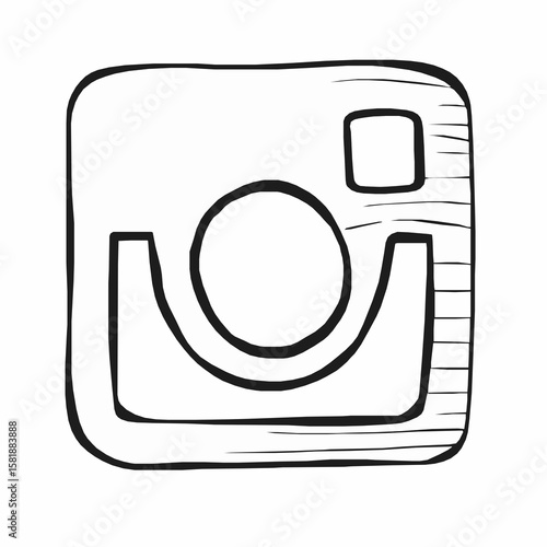 Hand drawn black and white instagram social media icon representing photography and sharing