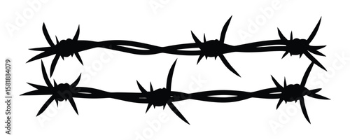 Barbed wire silhouette vector, Barb wire flat vector