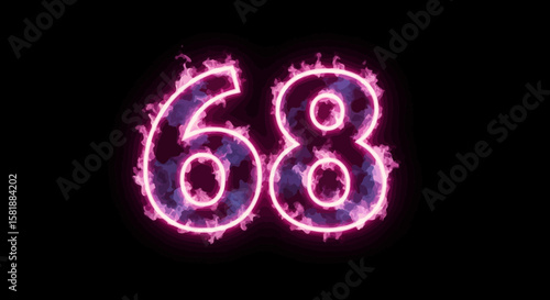 Glowing Number Sixty-Eight with Electric Effect