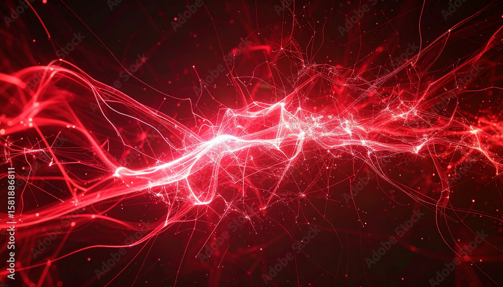 Obraz premium 赤いエネルギーの波動が交錯する抽象アート