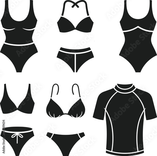 Swimwear Silhouettes Collection – Minimal Vector Set of Summer Outfits