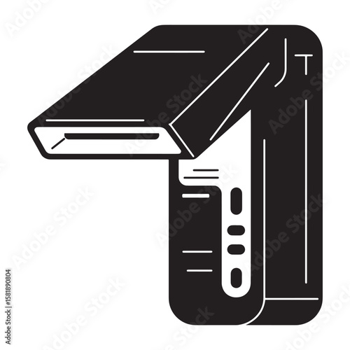 Abstract black and white vector illustration of a measuring device in a modern minimalist design.