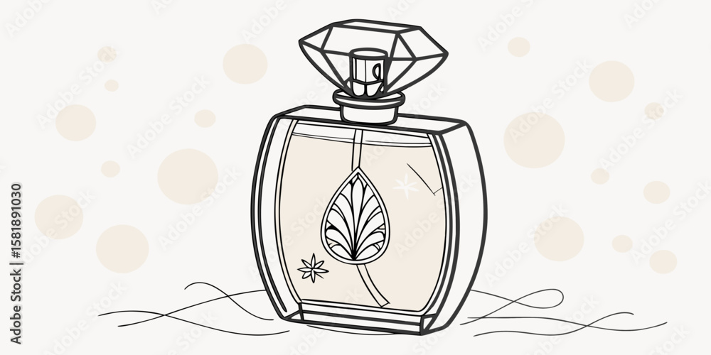 Perfume in antique isolated glass bottle with blurry lights in white background vector illustration. Perfume in antique isolated glass bottle with blurry lights in white background vector illustration.