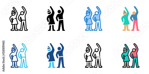 Active Aging icon set multiple style collection 
