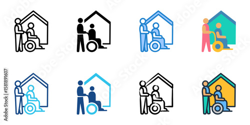 Assisted Living icon set multiple style collection 
