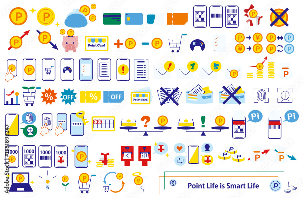 Fototapeta premium Vivid Icons for Smart Point Life