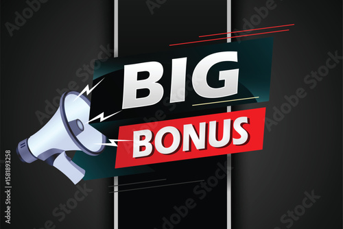 Big bonus word concept vector illustration with megaphone and 3d style, landing page, template, ui, web, mobile app, poster, banner, flyer, background, gift card, coupon, label, wallpaper 