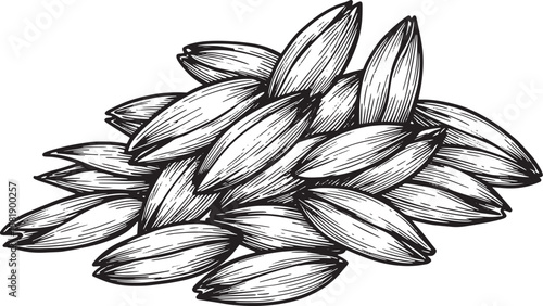 Pile of grain seeds with detailed linework heap agriculture
