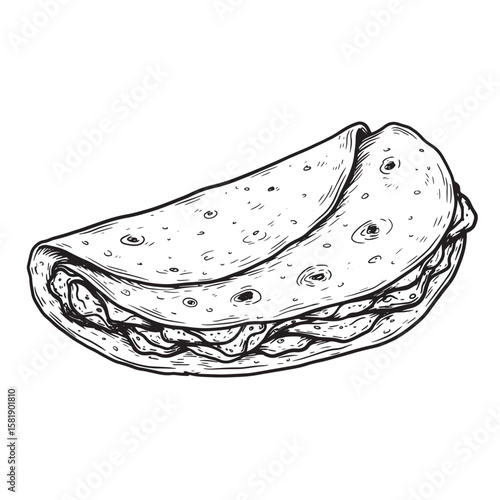 Folded Tortilla With Filling wrap filled