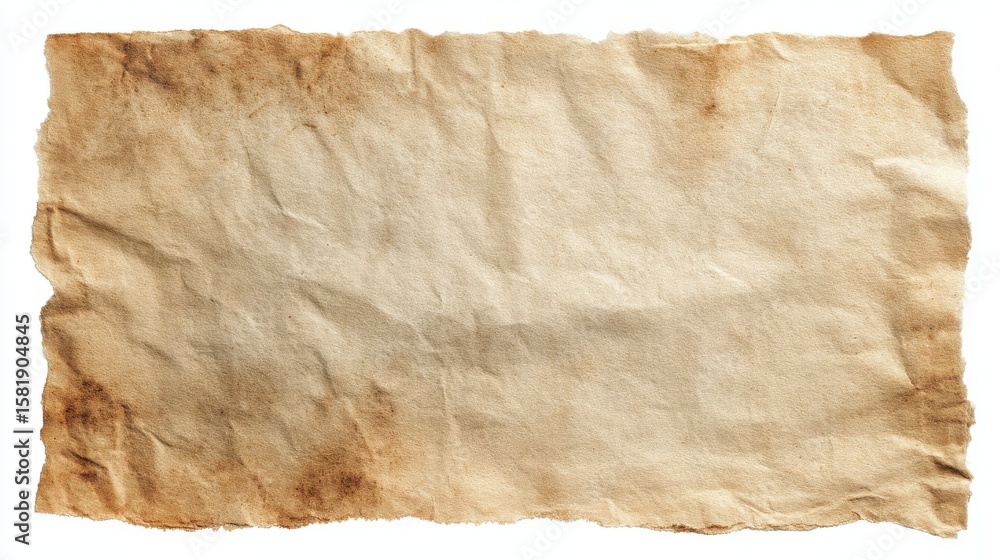Obraz premium Aged Beige Fabric with Brown Scorch Marks and Wrinkles