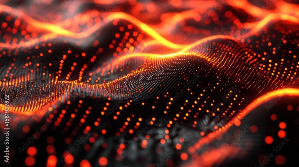 Fototapeta premium Abstract fiery wave of glowing particles