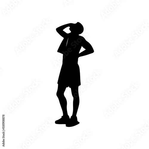 Exhausted athlete vector  , Exhausted athlete silhouette