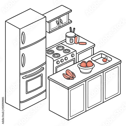 Kitchen cooking flat style generated by ai