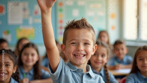 Students in Classroom Engaging with Teacher, Smiling and Learning, Back to School