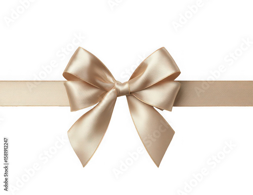 Elegant, detailed, ivory-colored satin ribbon tied in a perfect bow, centered on black